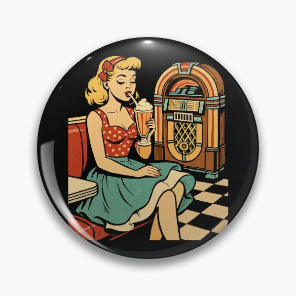 Artikelvorschau, Retro 50s Diner Pin-Up Girl Milchshake Poster entworfen und verkauft von Pineapple-Tree.