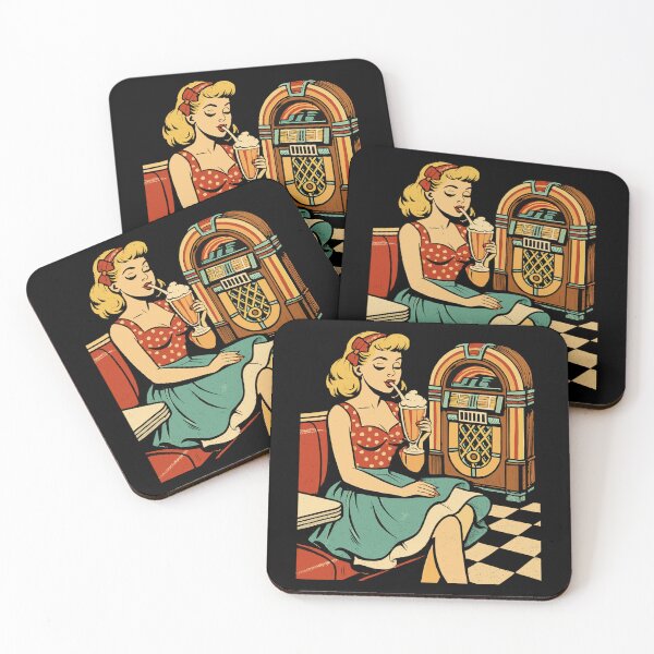 Item preview, Retro 50s Diner Pin-Up Girl Milkshake Poster designed and sold by Pineapple-Tree.