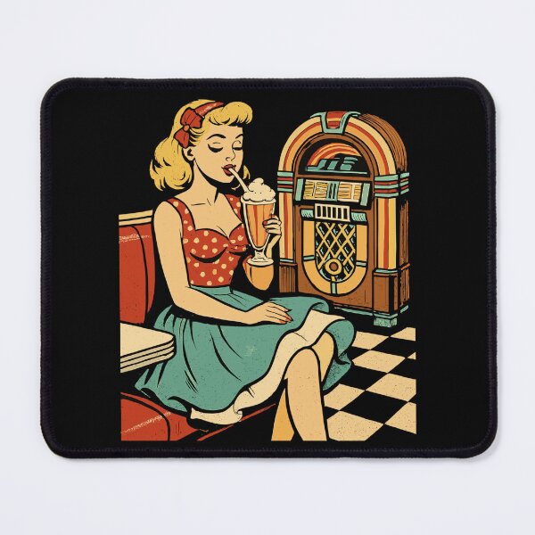 Item preview, Retro 50s Diner Pin-Up Girl Milkshake Poster designed and sold by Pineapple-Tree.