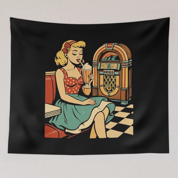 Item preview, Retro 50s Diner Pin-Up Girl Milkshake Poster designed and sold by Pineapple-Tree.