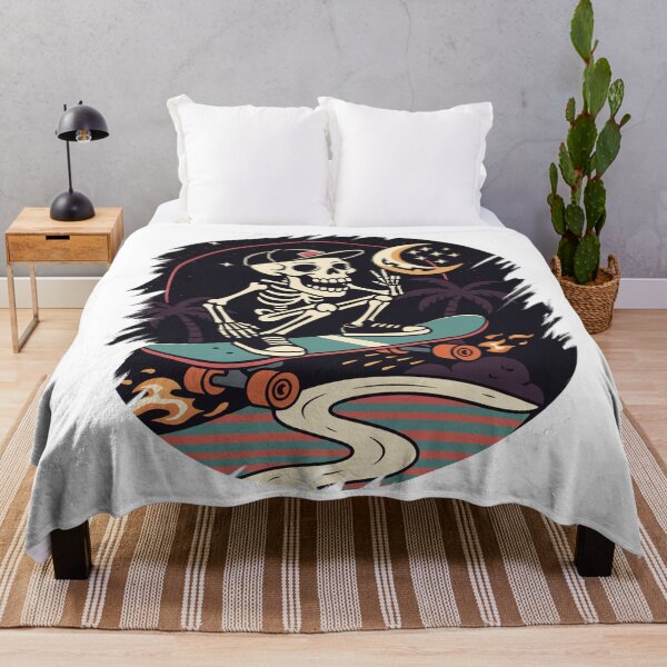 Item preview, a skeleton riding a skateboard at night designed and sold by PawelZmich.