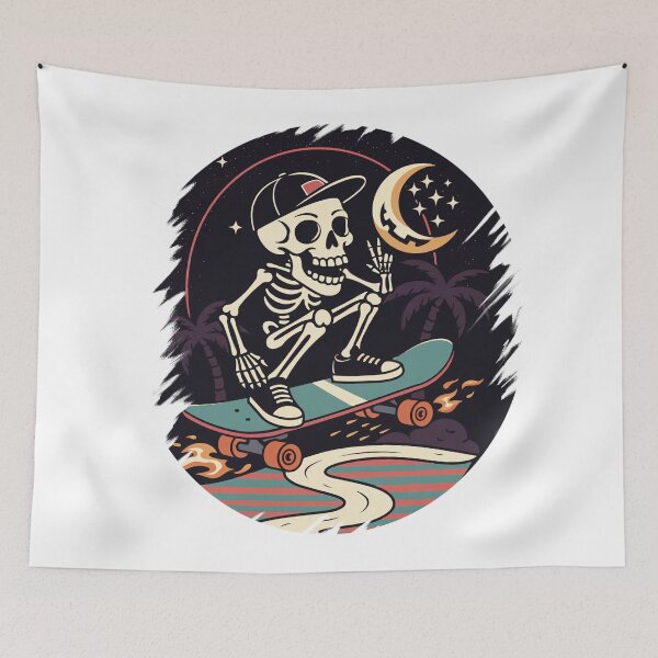 Item preview, a skeleton riding a skateboard at night designed and sold by PawelZmich.