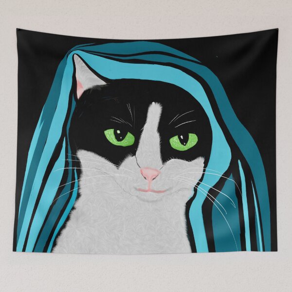 Item preview, Cat in Blue Drape designed and sold by Elaine M Hayward .