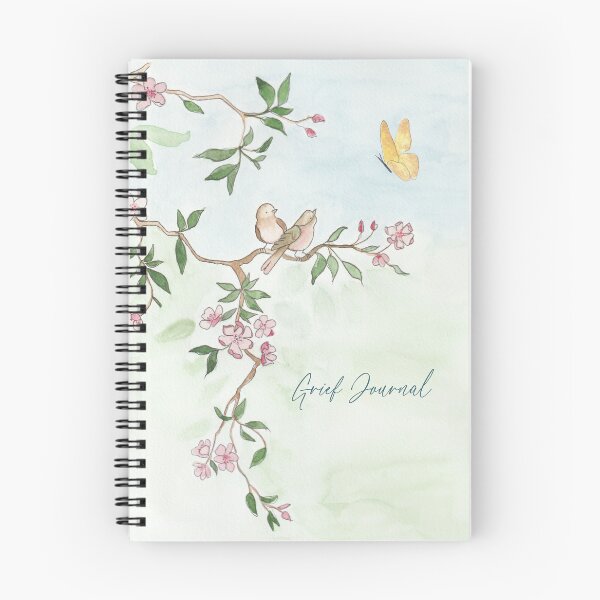 Item preview, Grief Journal – Watercolour Birds & Yellow Butterfly Memorial Design designed and sold by LLilyArt.