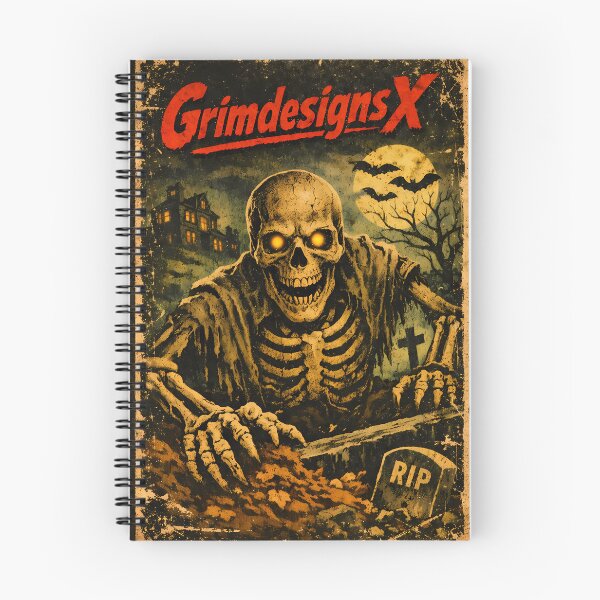 Item preview, Grim Reaper Skeleton Rising From The Grave Vintage Horror Art designed and sold by GrimDesignsx.