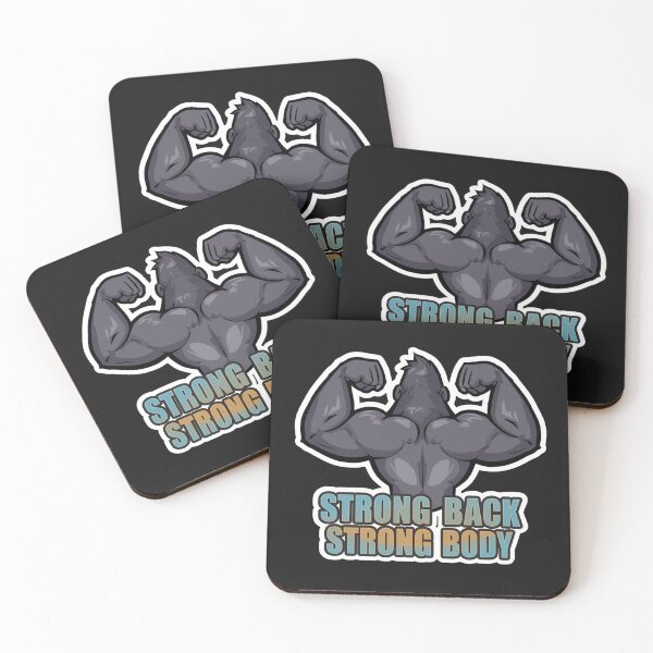 Item preview, Strong Back Strong Body – Cute Gorilla Cartoon Flexing Massive Muscles designed and sold by Sparkofart07.