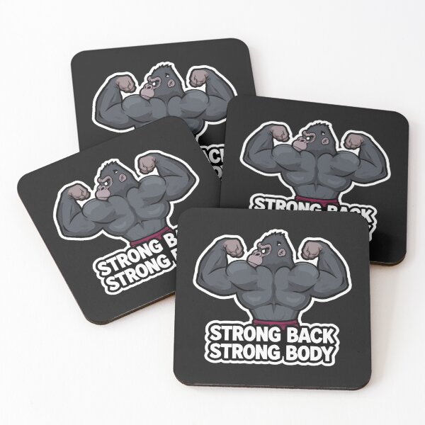 Item preview, Strong Back Strong Body – Cute Gorilla Cartoon Flexing Massive Muscles designed and sold by Sparkofart07.