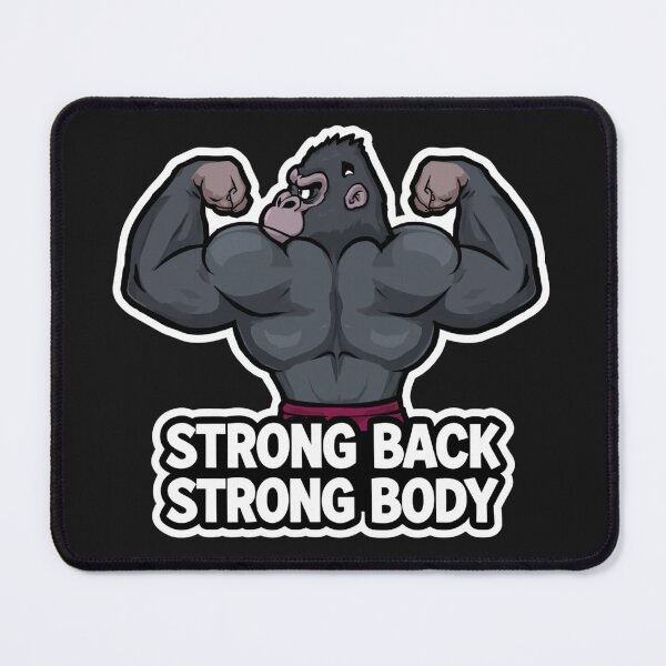 Item preview, Strong Back Strong Body – Cute Gorilla Cartoon Flexing Massive Muscles designed and sold by Sparkofart07.
