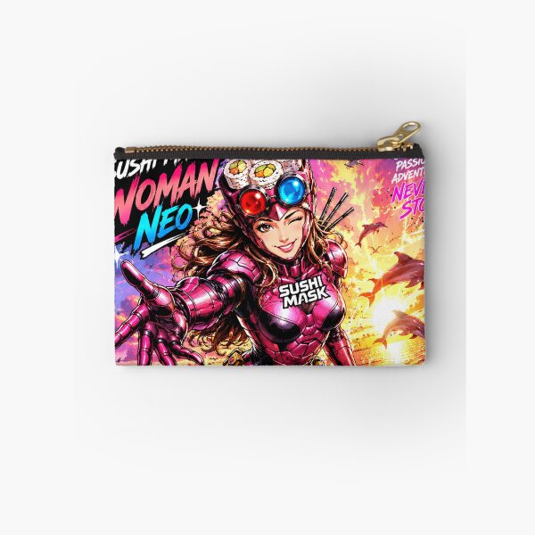Item preview, Sushi Mask Woman Neo – Summer Dolphin Ride | Japanese Anime Superhero Beach Sunset designed and sold by Japan Cyberpunk Universe & Surreal Characters.