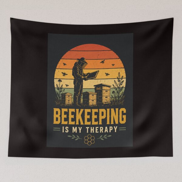 Item preview, Retro Beekeeping Honeycomb Sunset Silhouette designed and sold by HALYNA070824.