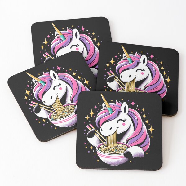 Item preview, Happy Kawaii unicorn eating ramen noodles designed and sold by Pineapple-Tree.