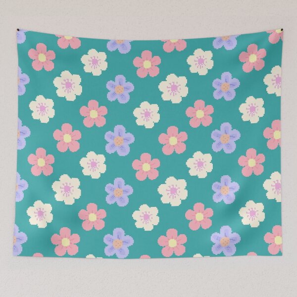 Item preview, Pastel Pixel Floral Seamless Pattern designed and sold by HappySunday001.