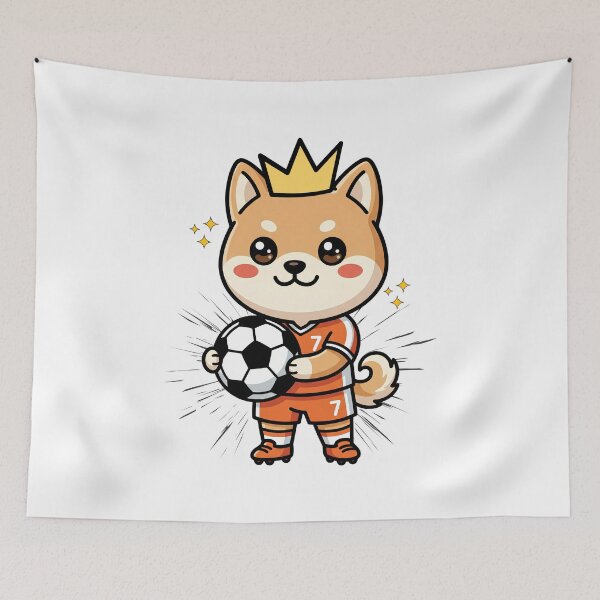 Item preview, Cute Shiba Inu Soccer Player Cartoon with Crown designed and sold by yuki-hana.