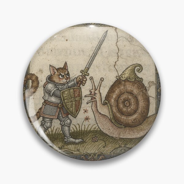 Item preview, Medieval Cat Knight vs the Snail designed and sold by PictorialWhimsy.
