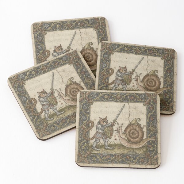 Item preview, Medieval Cat Knight vs the Snail designed and sold by PictorialWhimsy.
