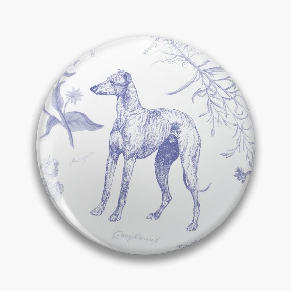 Item preview, Greyhound Dog and Wildflowers Cottagecore Pattern - Indigo Blue and White designed and sold by CanisArt.