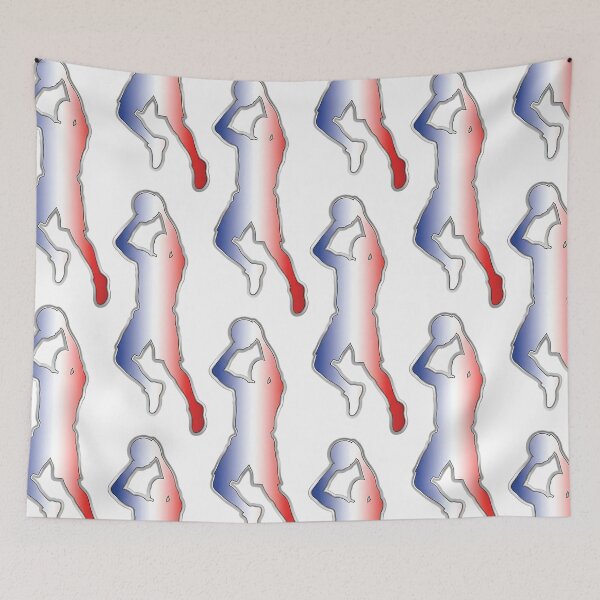 Item preview, Red White Blue Basketball Player Jump Shot Silhouette designed and sold by onjcdesign.