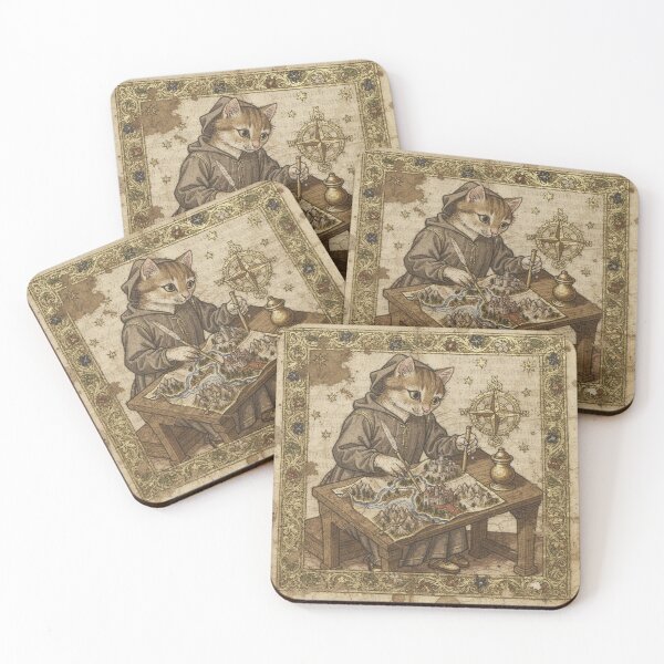 Item preview, Medieval Cat Cartographer designed and sold by PictorialWhimsy.
