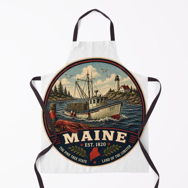 Item preview, Retro Maine State Badge – Vintage Lobster Coast Travel Design designed and sold by Mac Sketches.