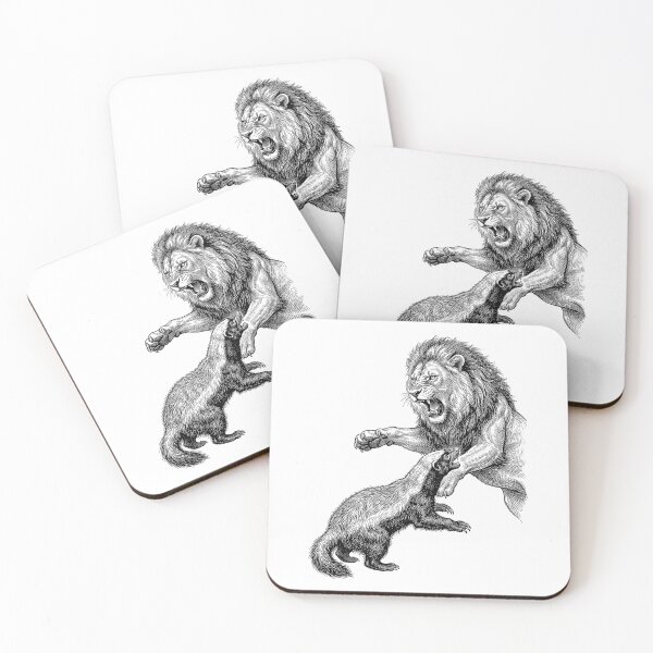 Item preview, The battle of the honey badger with the lion designed and sold by krabbaraban.