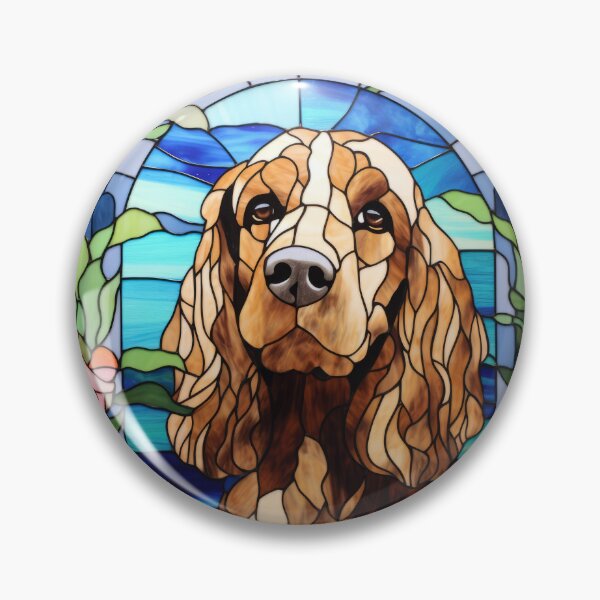 Item preview, Cocker Spaniel Stained Glass Floral Arch Window designed and sold by pinkal.