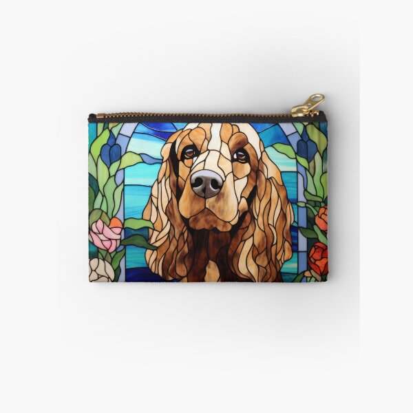Item preview, Cocker Spaniel Stained Glass Floral Arch Window designed and sold by pinkal.