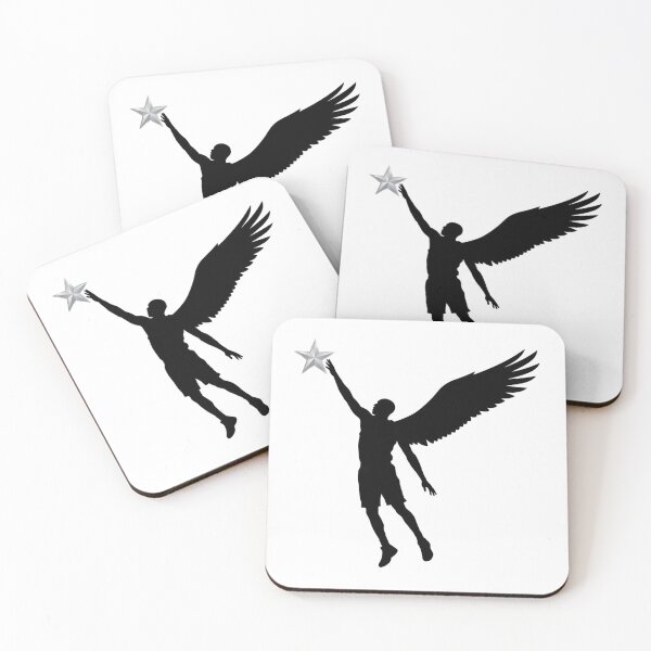 Item preview, Silver Star Dark Eagle Wings Emblem Badge Art designed and sold by onjcdesign.