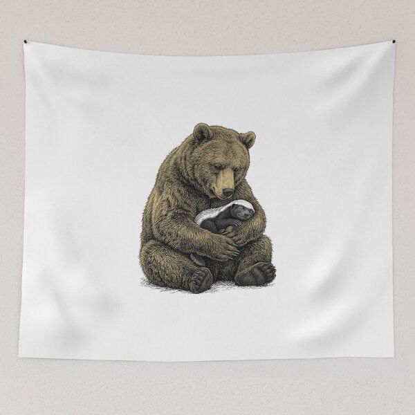 Item preview, A bear with a sleeping honey badger designed and sold by krabbaraban.