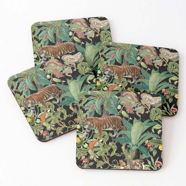 Item preview, Tiger in The Dark Tropical Jungle - Vintage Botanical & Animal Illustration Collage  designed and sold by CanisArt.