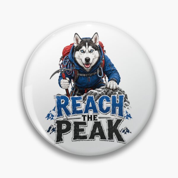 Item preview, Reach The Peak Husky Mountain Adventure Sticker designed and sold by PawFusionArt.