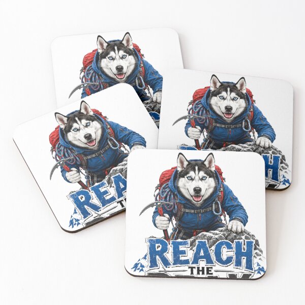 Item preview, Reach The Peak Husky Mountain Adventure Sticker designed and sold by PawFusionArt.