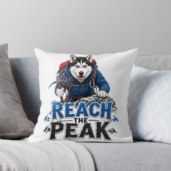 Item preview, Reach The Peak Husky Mountain Adventure Sticker designed and sold by PawFusionArt.