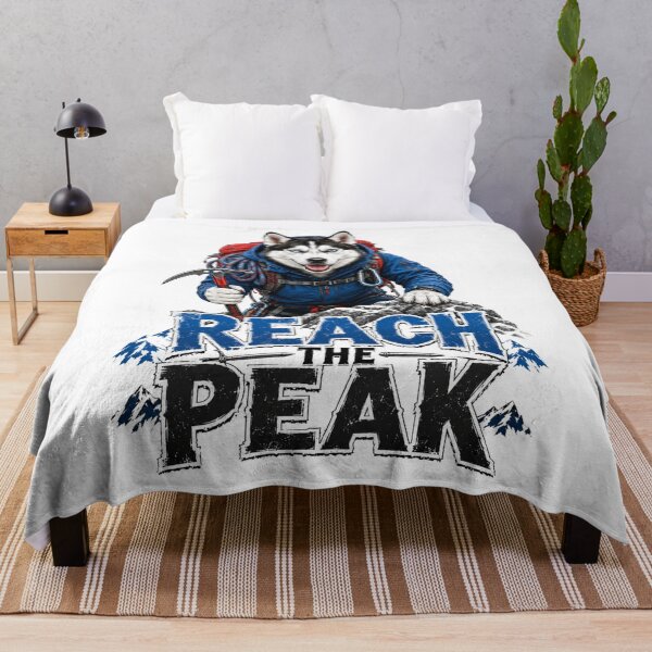 Item preview, Reach The Peak Husky Mountain Adventure Sticker designed and sold by PawFusionArt.