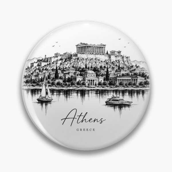 Item preview,  Athens Greece Acropolis Sketch Vintage Travel Vintry Off designed and sold by VintryOff.