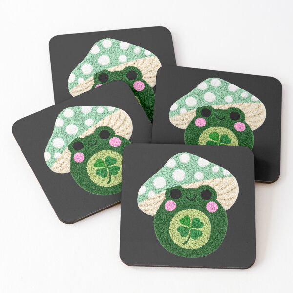 Item preview, Cute Lucky Clover Frog Mushroom Kawaii Tufted Rug Art designed and sold by ColorSplash123.