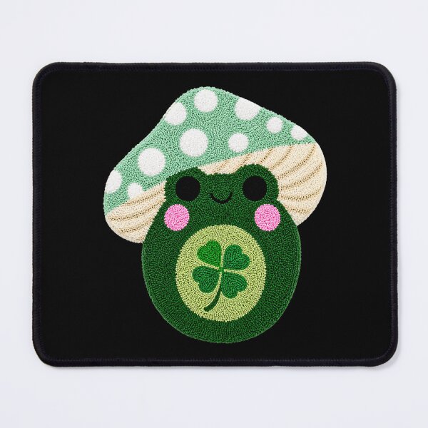 Item preview, Cute Lucky Clover Frog Mushroom Kawaii Tufted Rug Art designed and sold by ColorSplash123.