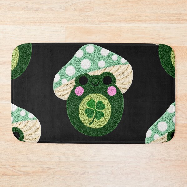 Item preview, Cute Lucky Clover Frog Mushroom Kawaii Tufted Rug Art designed and sold by ColorSplash123.