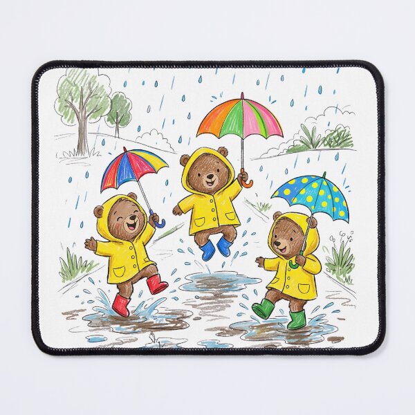 Item preview, Cute Bears Dancing in the Rain - Rainy Day Fun designed and sold by TaiwanMemory.