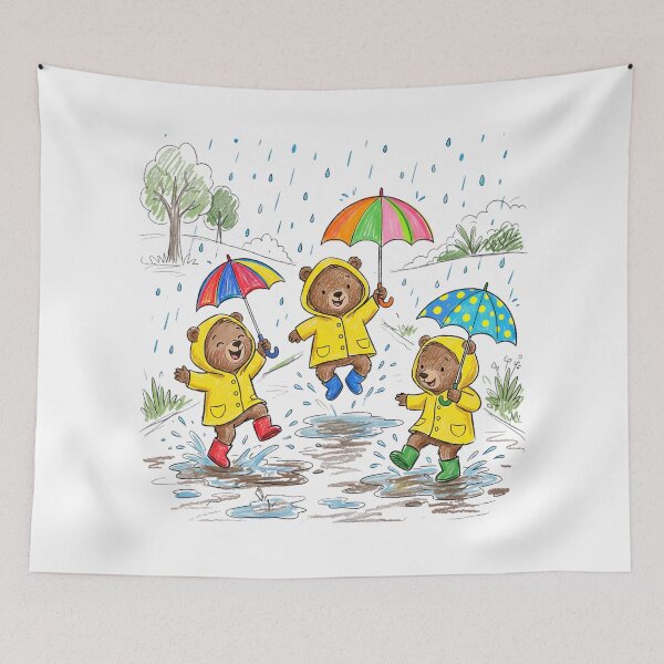 Item preview, Cute Bears Dancing in the Rain - Rainy Day Fun designed and sold by TaiwanMemory.