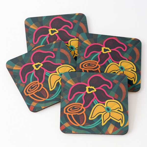 Item preview, Mid-century modern flowers geometric mosaic designed and sold by REDCLASH2002.