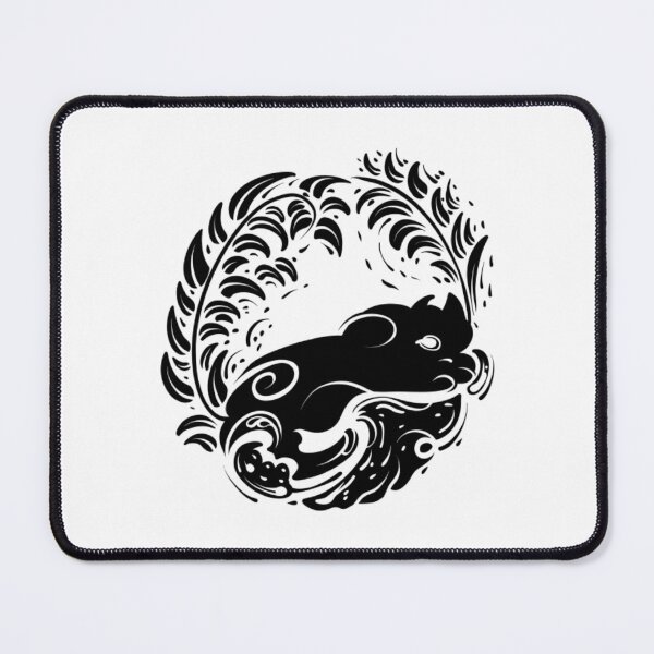 Item preview, Celestial Sleeping Cat Silhouette Botanical Linocut Art designed and sold by Zfdsgn.