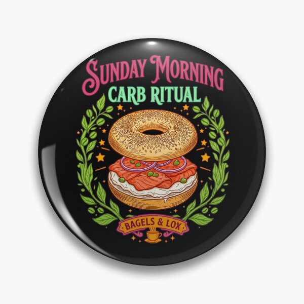 Item preview,  Sunday Morning Carb Ritual Bagels and Lox Cartoon Vintry Off designed and sold by VintryOff.