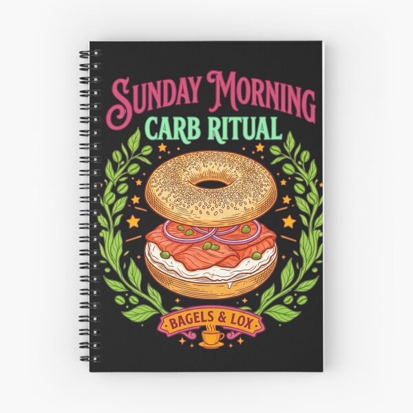 Item preview,  Sunday Morning Carb Ritual Bagels and Lox Cartoon Vintry Off designed and sold by VintryOff.