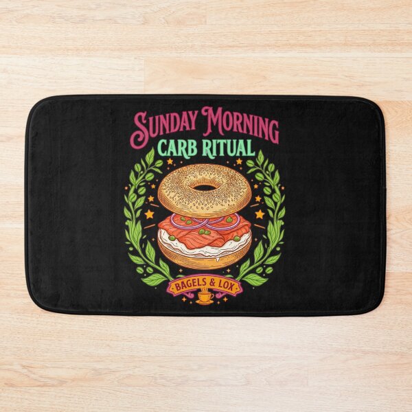 Item preview,  Sunday Morning Carb Ritual Bagels and Lox Cartoon Vintry Off designed and sold by VintryOff.