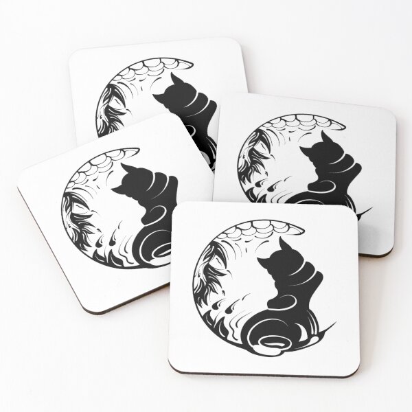 Item preview, Mystic Cat Gazing at Crescent Moon Silhouette Art designed and sold by Zfdsgn.
