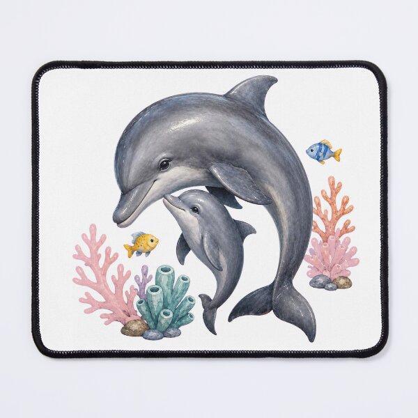 Item preview, Mother And Baby Dolphin Coral Art designed and sold by Passionread.
