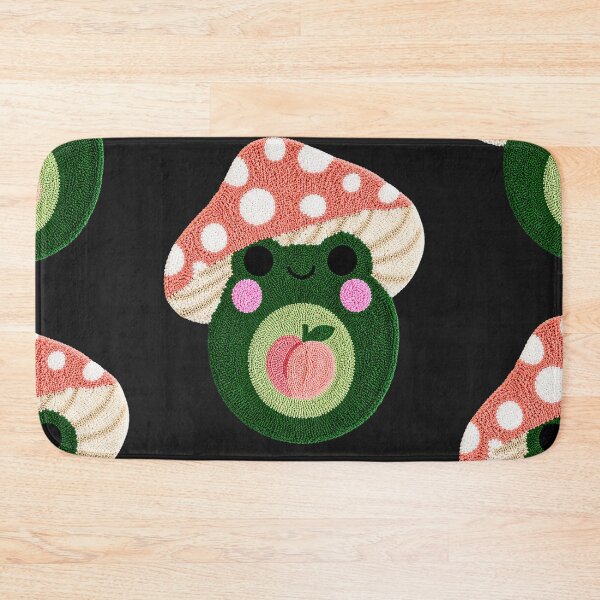 Item preview, Cute Peach Frog Mushroom Kawaii Tufted Rug Art designed and sold by ColorSplash123.