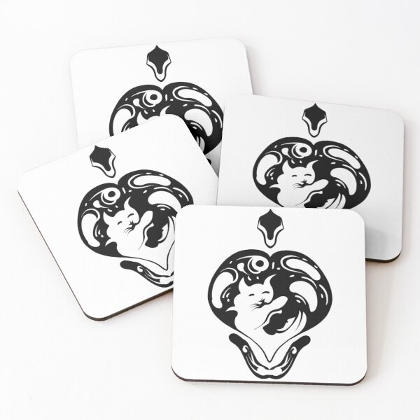 Item preview, Symmetrical Heart Cat Silhouette Whimsical Tribal Art designed and sold by Zfdsgn.