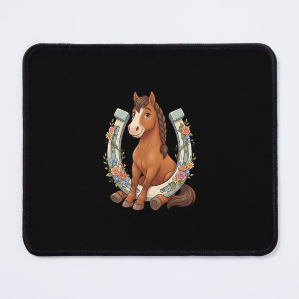 Item preview, Horse in Floral Horseshoe Frame designed and sold by Timowo Studio | Fine Line Wildlife Art & Modern Nature Graphics.