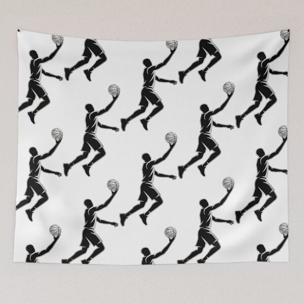 Item preview, Chrome Silver Basketball Player Layup Silhouette Art designed and sold by onjcdesign.